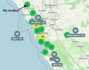 Meshcore nodes in Northern California