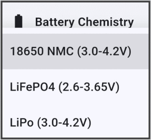 three battery chemistry options