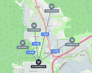 Map showing Meshcore repeater in Mesa Cortina