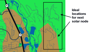 Ideal locations for next solar node