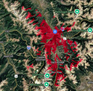 map showing predicted coverage for repeater site