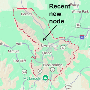 map of Summit County showing a recent new node