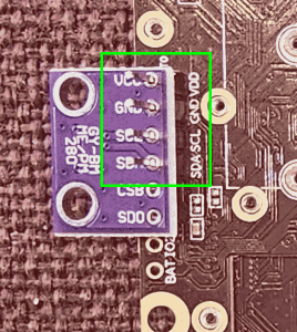 Bosch BME280 sensor board positioned